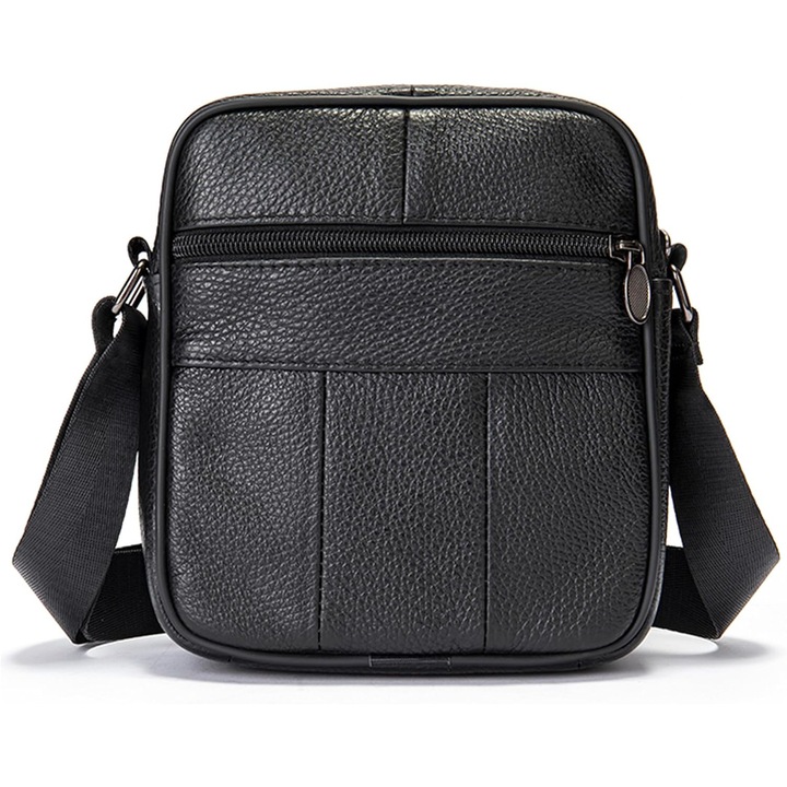 Borseta Barbati De Umar Din Piele Naturala, design casual, impermeabila, capacitate mare, Confortabil de transportat, YQLAFT, neagra