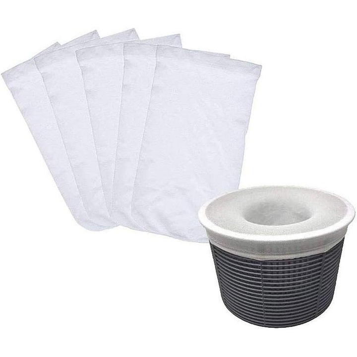 Филтри за скимер за басейн, Enforose, за многократна употреба, суперабсорбиращи, комплект 5 броя, бели