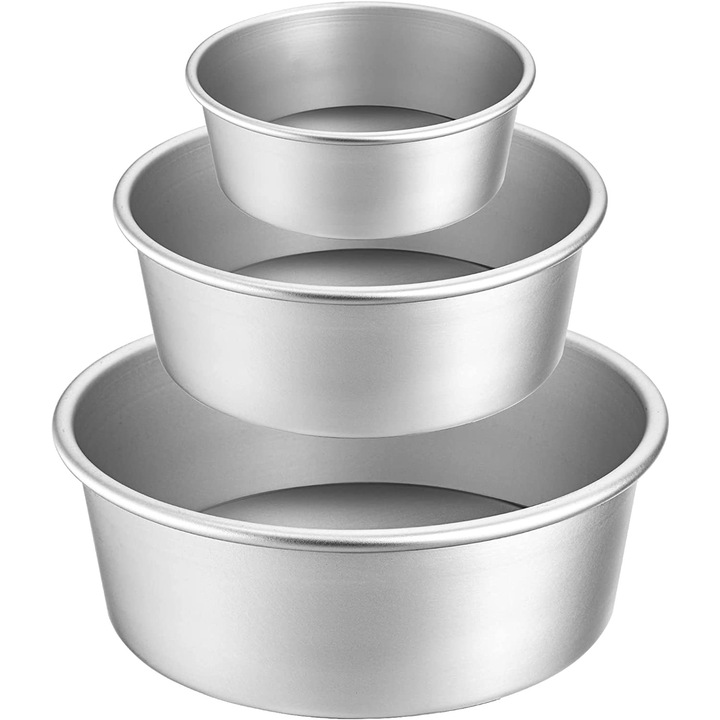 Set forme prajituri rotunde, 4x6x8 inch, aluminiu gros