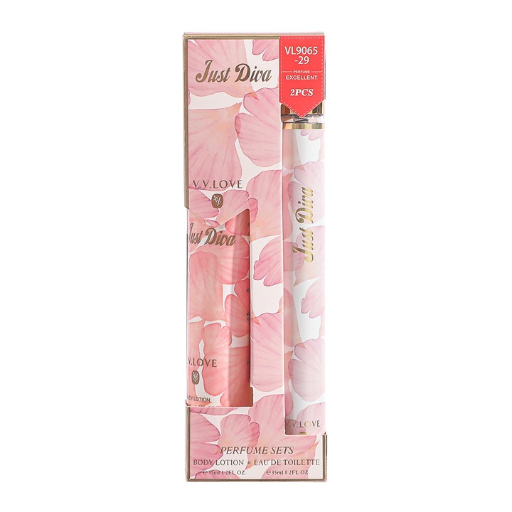 Kézápoló és testápoló spray szett, Just Diva, 35 ml/db, virágos-ciprusos illat, nőknek