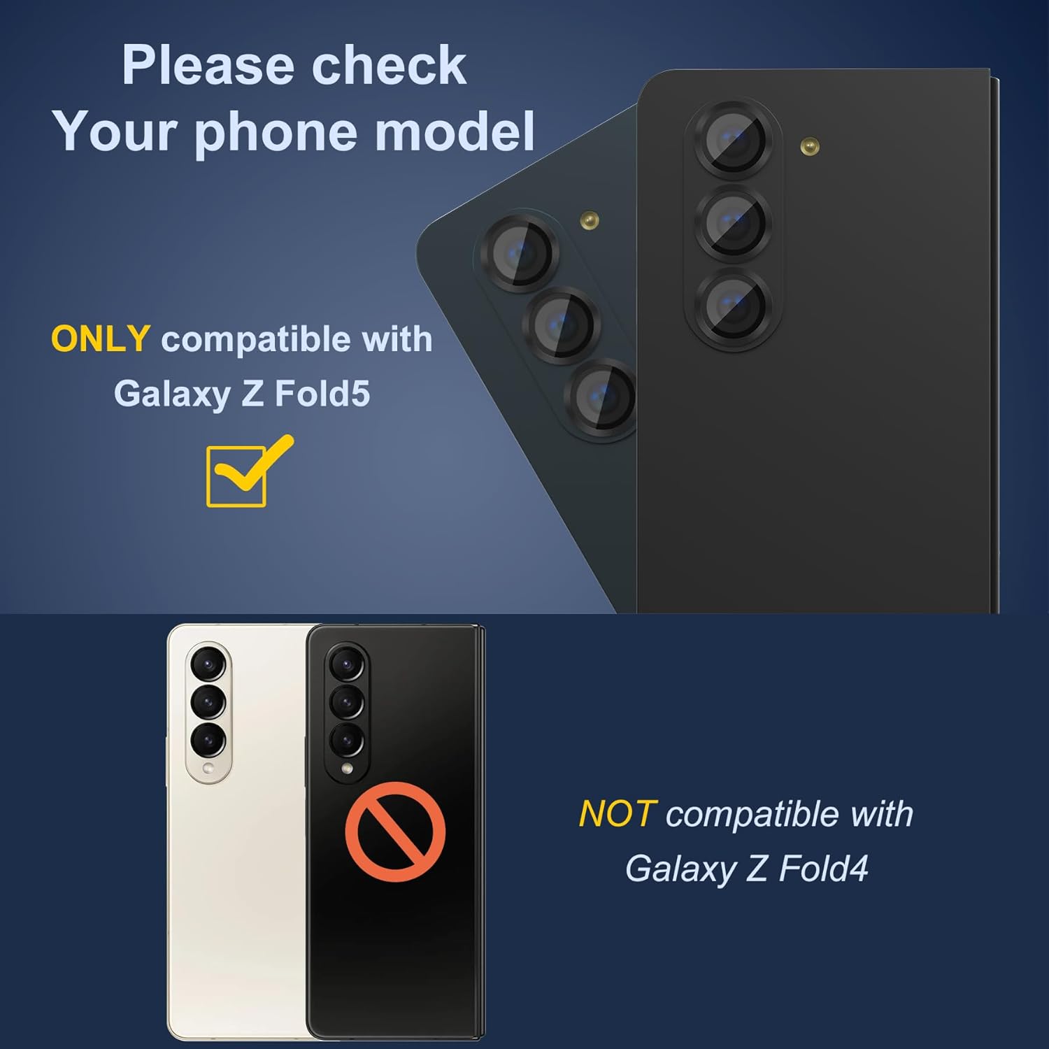 Protector pentru lentile pentru camera pentru Samsung Galaxy Z Fold5, MDUG film de ecran al lentilei din aluminiu din aluminiu, capac pentru lentile protector de ecran, protectie pentru camere spate 9H, sticla temperata cu ghid de aliniere, negru