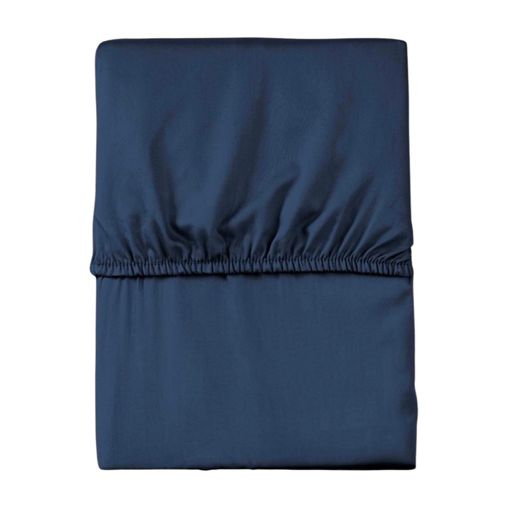 Cearceaf de pat, Detexpol, 120x200cm, albastru inchis, microfibra, cu elastic