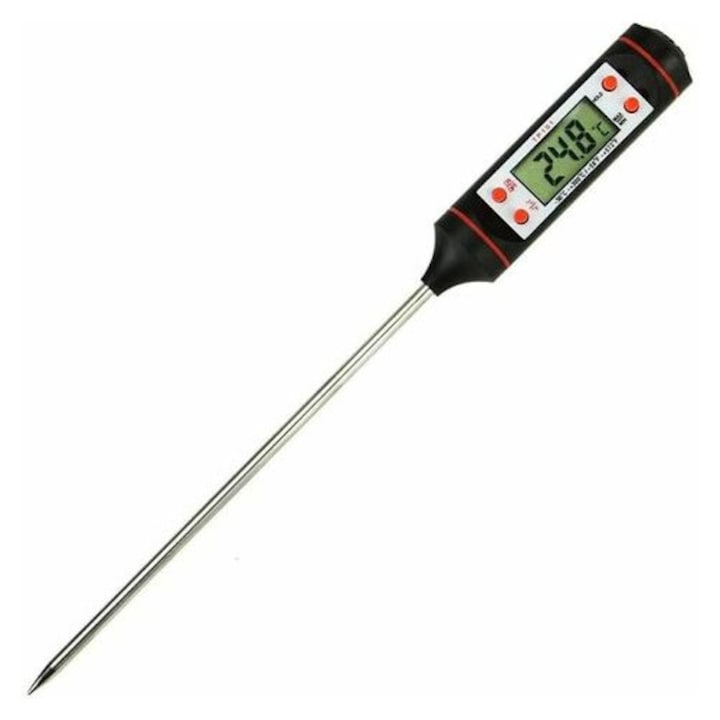 Termometru digital pentru alimente Enforose, otel inoxidabil, interval de temperatura -50C la +300C, display LCD, cu husa protectoare