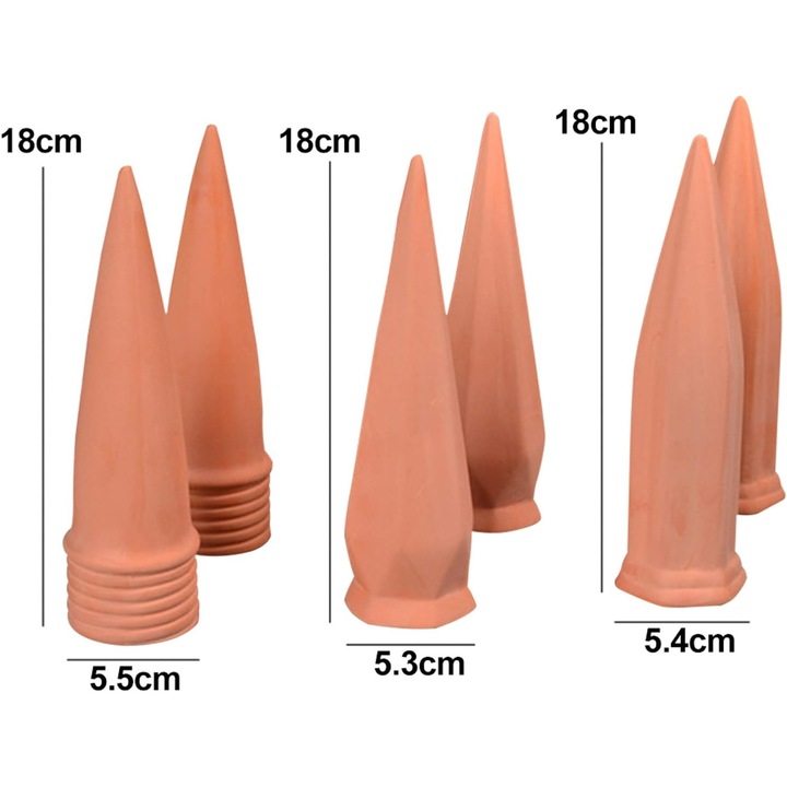 Sistem de udare automata cu 6 varfuri din teracota pentru plante, Enforose, design cu picurare lenta, reciclare sticla, interior/exterior