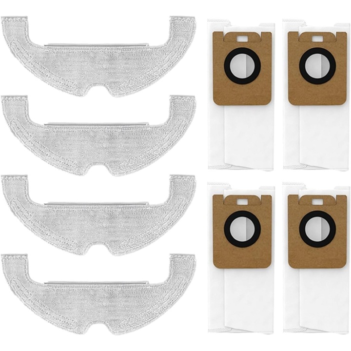 Set accesorii pentru aspirator Dreame Z10 Pro, 4 lavete mop microfibra + 4 saci de praf de schimb, alb, 8 piese (0805BM-BST3125218)