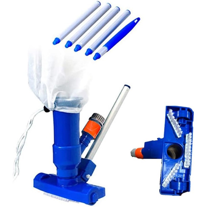 Неелектрическа прахосмукачка за басейн Enforose, въртяща се глава с три четки, универсално почистване, за надземни басейни, свързване към градински маркуч