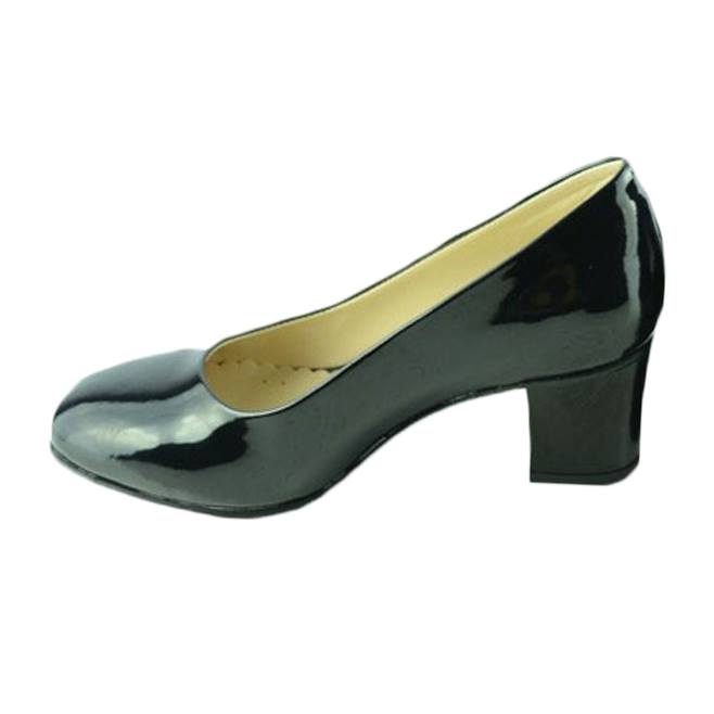 Pantofi usor luciosi, toc patrat, varf rotund, D&J Exclusive, Negru