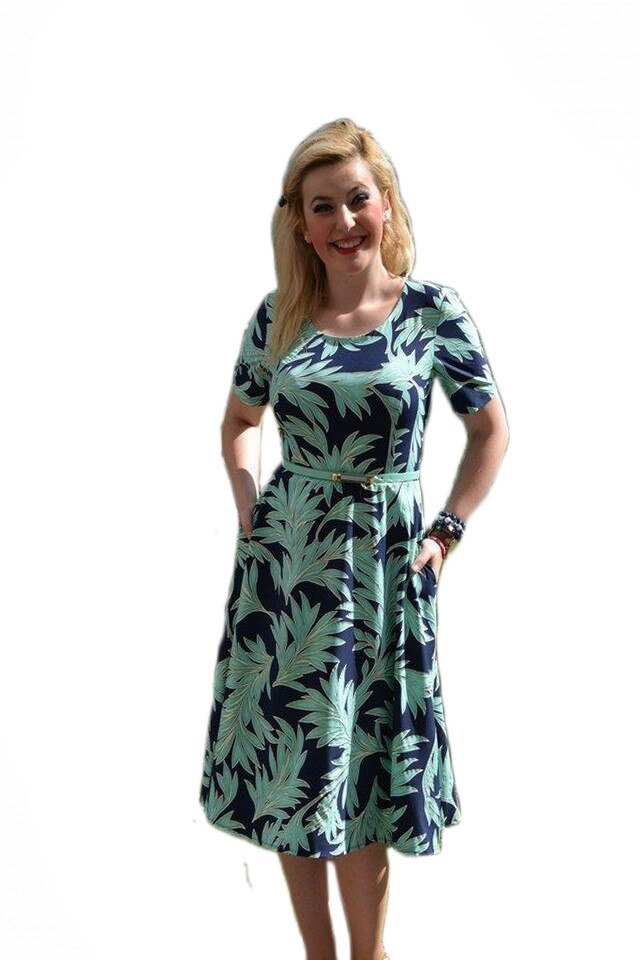 Rochie moderna de zi, casual, cu buzunare, D&J Exclusive, Turcoaz