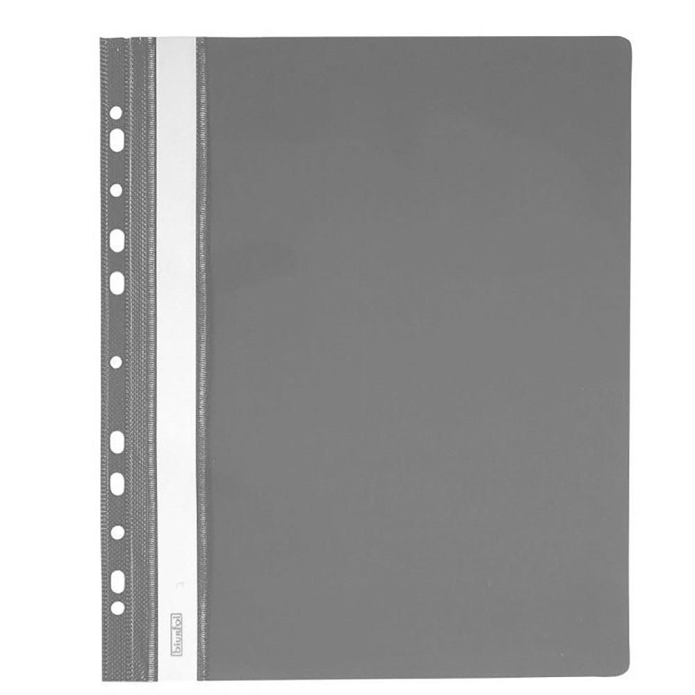 Dosar plastic cu sina si multiperforatii, BIURFOL, 20 buc/set, gri