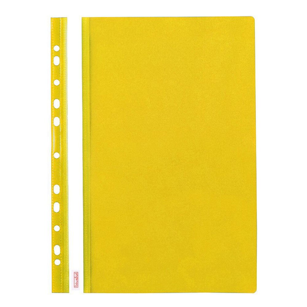 Dosar plastic cu sina si multiperforatii, BIURFOL, 20 buc/set, galben