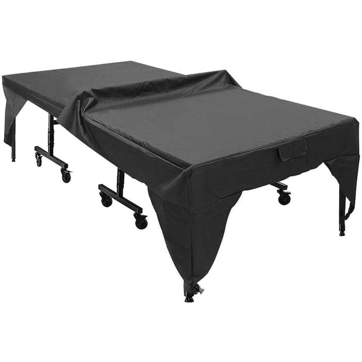 Husa pentru masa de ping-pong in aer liber, functie dubla pentru mese plate si pliate, poliester 600D, protectie completa, impermeabila, 280X153X73Cm