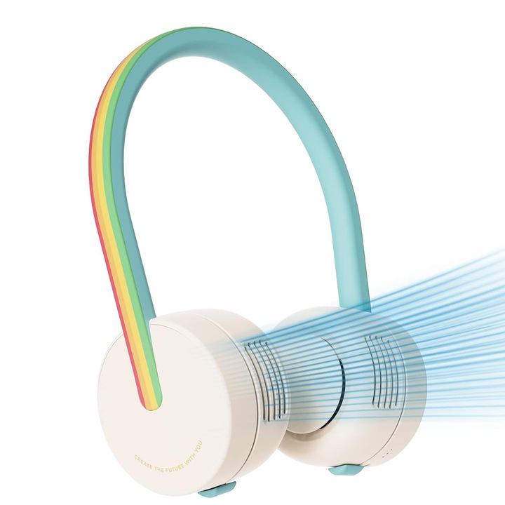 Nyakventilátor, TREXORA, USB-n tölthető, lapát nélküli kialakítás, 3 sebességfokozat, 43x6x5cm