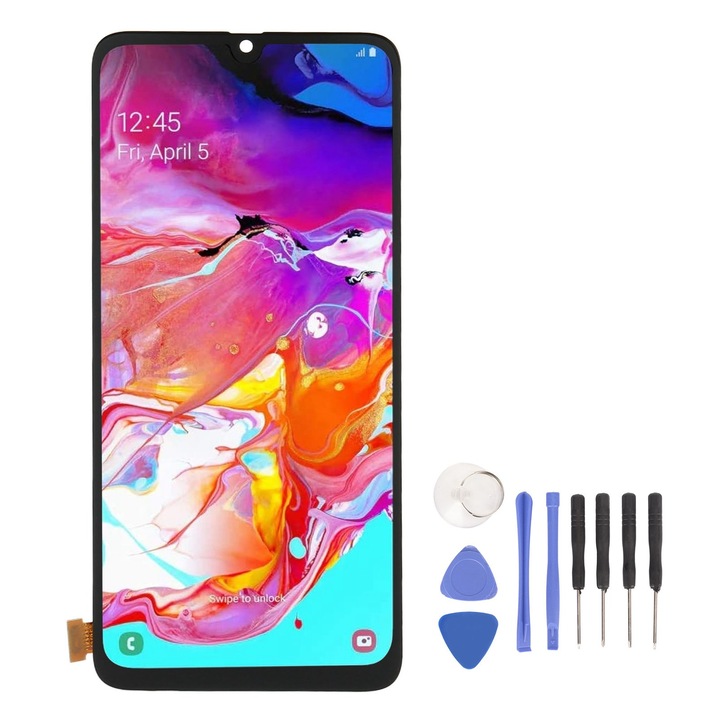 Ecran LCD 6.7 inch HERUSI pentru Galaxy A70, touchscreen, kit complet, negru
