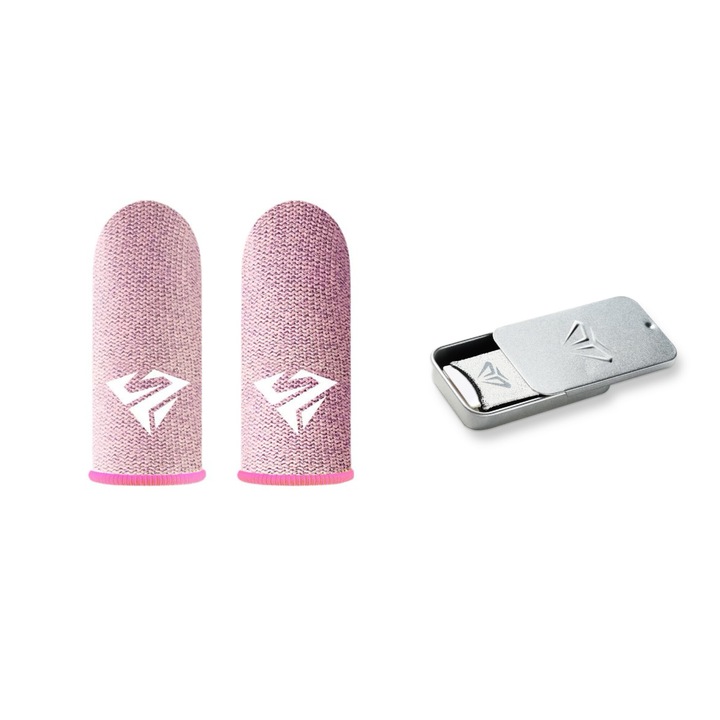 Set de 2 Manusi pentru Gaming, Fox V10, Alb cu Roz, 4cm x 2cm, Anti-alunecare, Respirabile