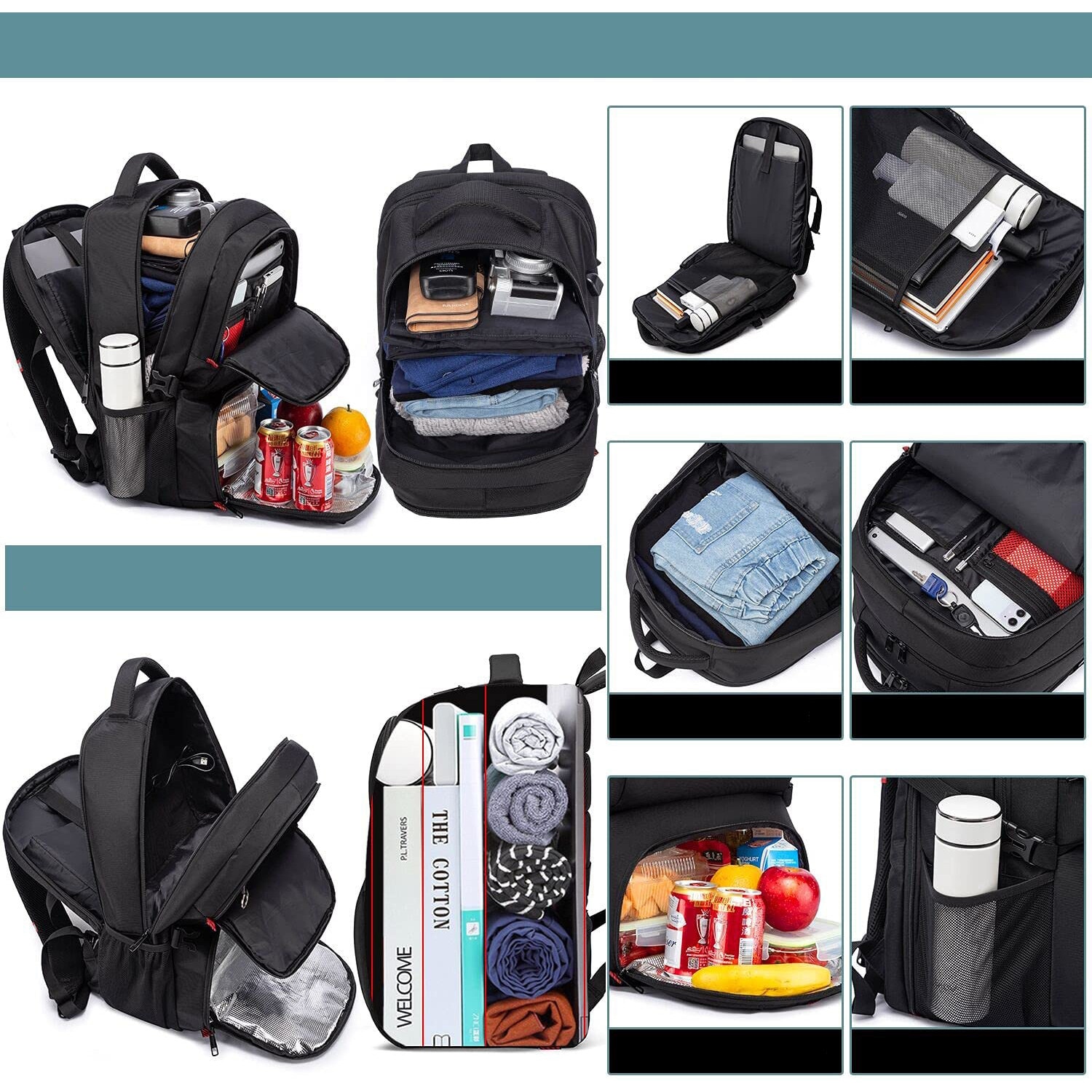 Rucsac laptop anti-furt Enforose, 36L, exterior rezistent la apa, culoare abanos, pentru barbati