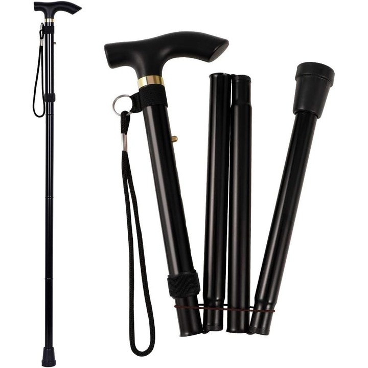 Baston de mers pliabila, Enforose, carbon, ajustabila 83x93cm, neagra