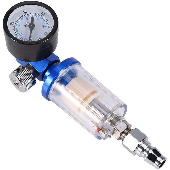 Filtru de apa si aer cu regulator de presiune, 0,63 cm, albastru si transparent, 150mm