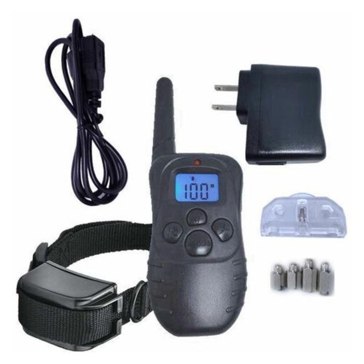 Colier de dresaj pentru caini, electric, 300m, vibratie, sunet, impermeabil, reincarcabil