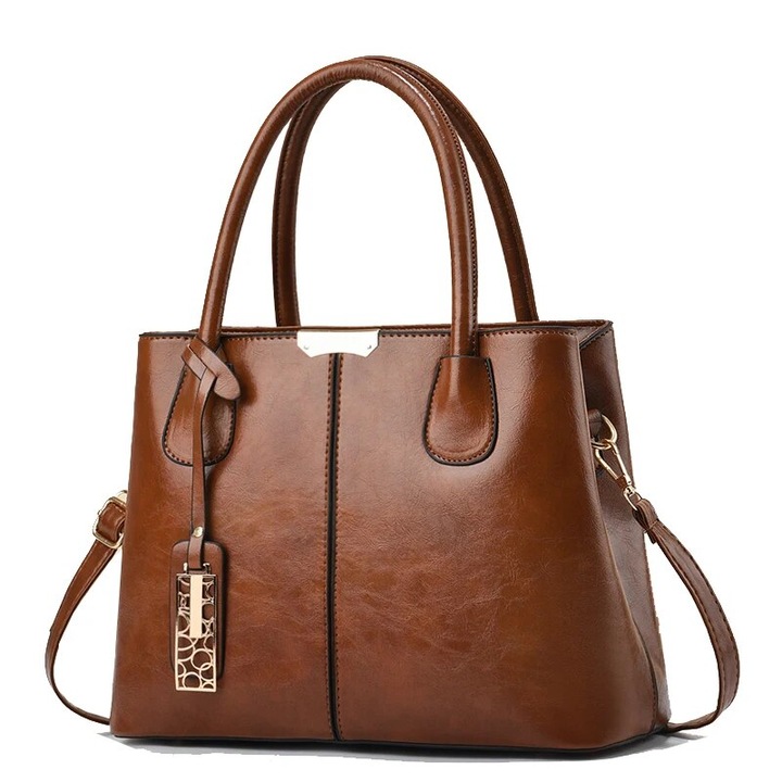 Elegáns női műbőr táska, barna