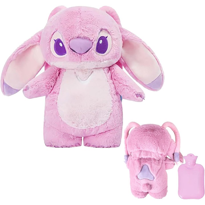 Нагревател за тяло, бутилка за топла вода Stitch, 500ml, розов