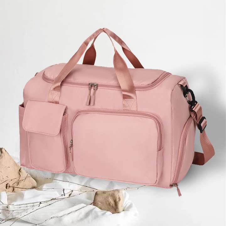 Többfunkciós fitnesztáska, nagy kapacitású, vízálló, rózsaszín, 45x25x29cm