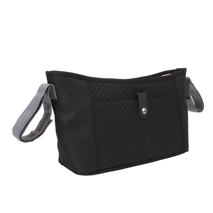 Babakocsi táska, nagy kapacitású, több zsebbel, vízálló, nylon, 33x12x19.5cm, fekete