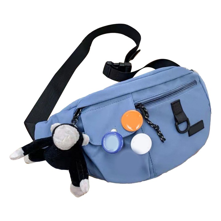 Férfi táska, minimalista design, nylon anyag, kék/fekete