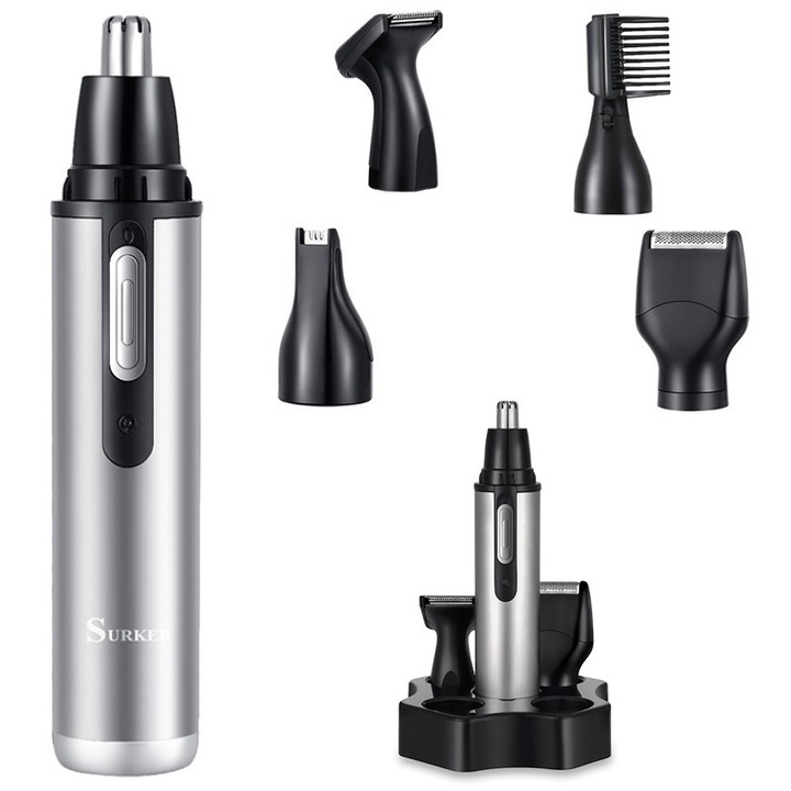 Cortator de par de nas, set de ingrijire pentru barbati si femei, 1000mAh, 3 capete de taiere, multicolor