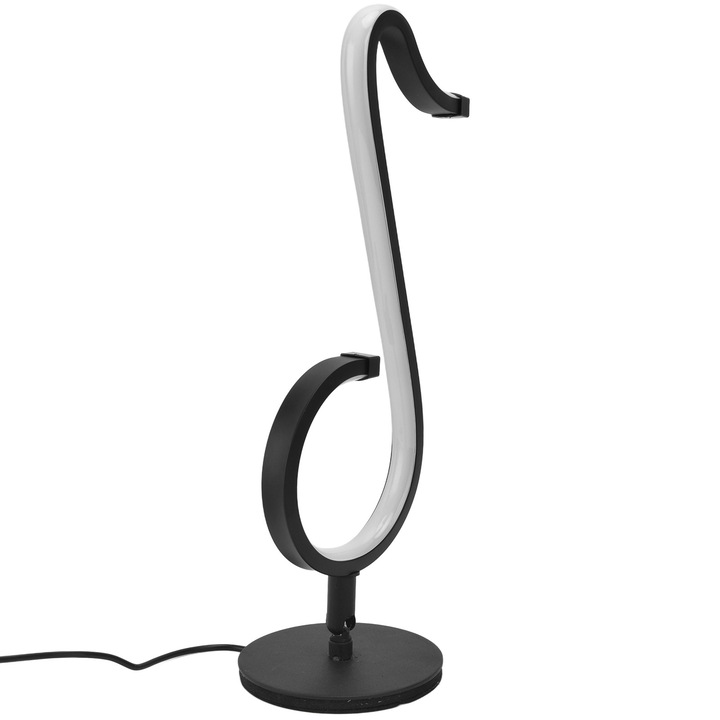 RGB asztali lámpa zenei hangjegy formájában, alkalmazással és távirányítóval vezérelhető, fekete, 35 cm, LED