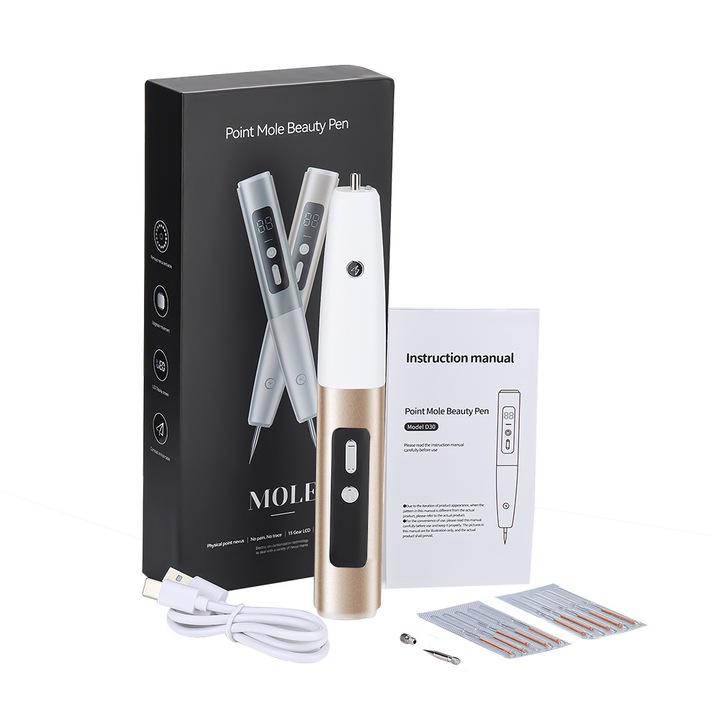 Лазерна писалка за премахване на петна, 15 нива, инструмент за красота, златист