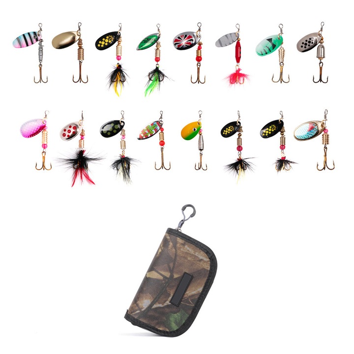 Horgászbot szett hátizsákkal, 16 darabos, terepmintás, 2-9g