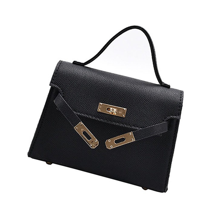 Női válltáska, kicsi, sokoldalú, fekete, ökológiai bőr