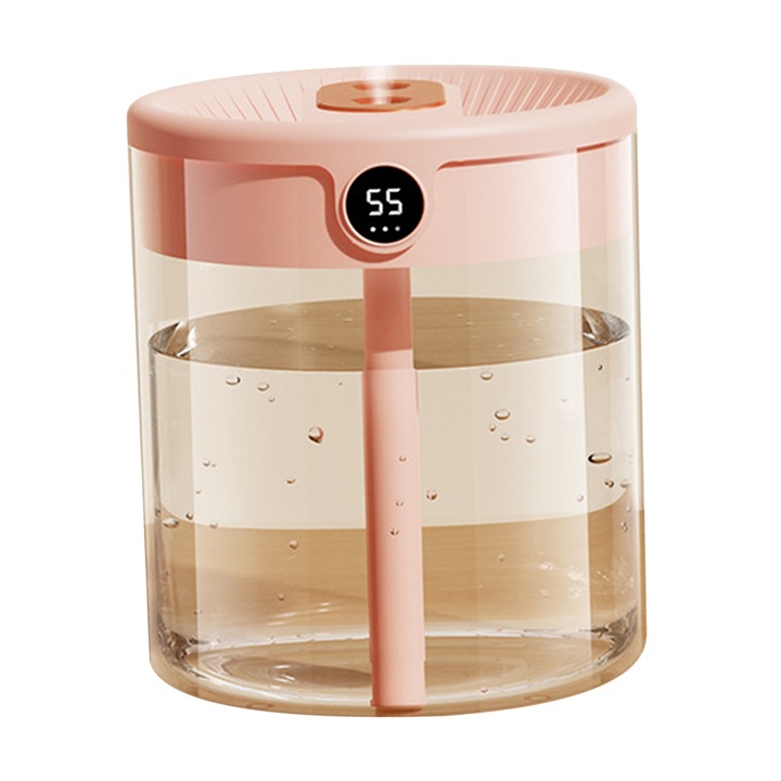 Párásító két fúvókával, 2L, nagy kapacitású, rózsaszín, komplett szett