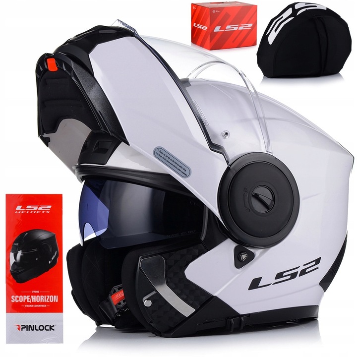 Модулна мотоциклетна каска LS2 FF902 Scope II, UV защита, P/J одобрение, Бял, XL (61-62 см)