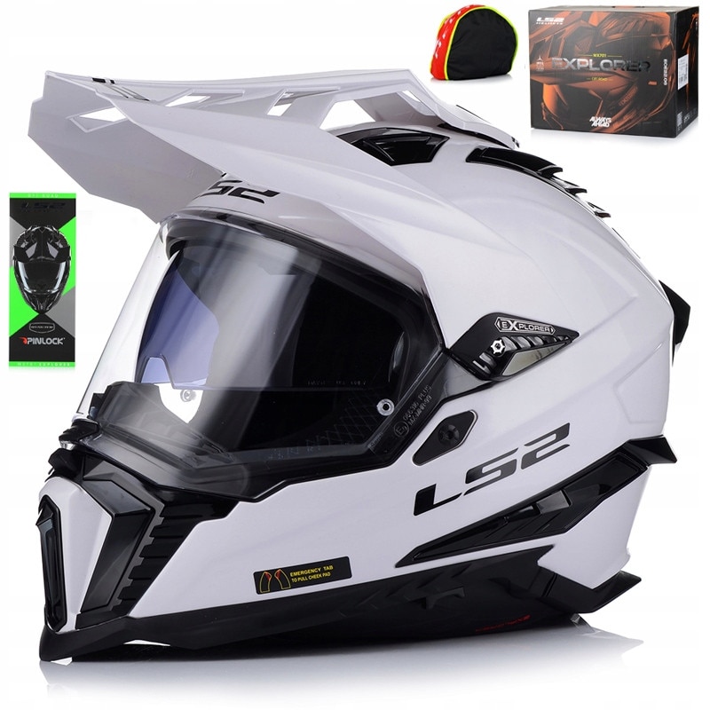 Casca motocross LS2 MX701 Explorer II, alb lucios, marime XS - eMAG.ro