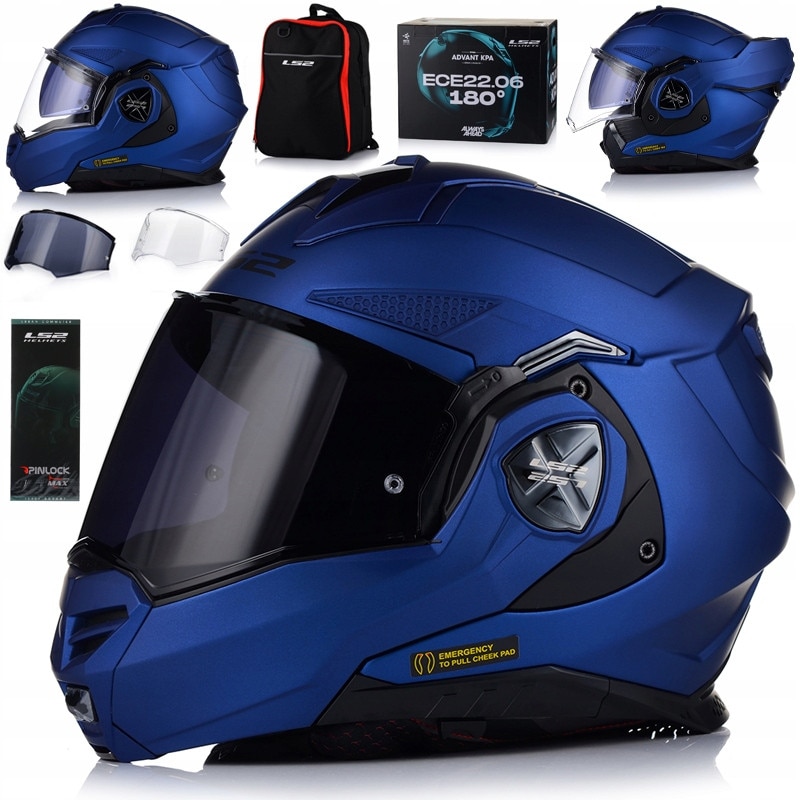 Casca moto, LS2, FF901 Advant X, Flip-Up 180, Albastru, 3XL