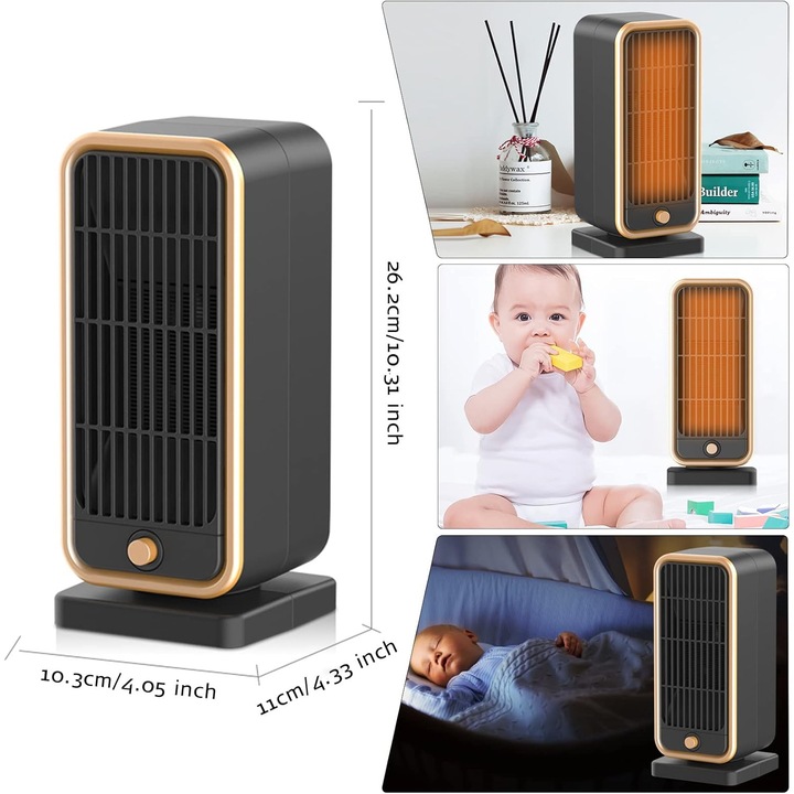 Керамичен нагревател за спалня, Enforose, преносим, енергийно ефективен, интелигентен