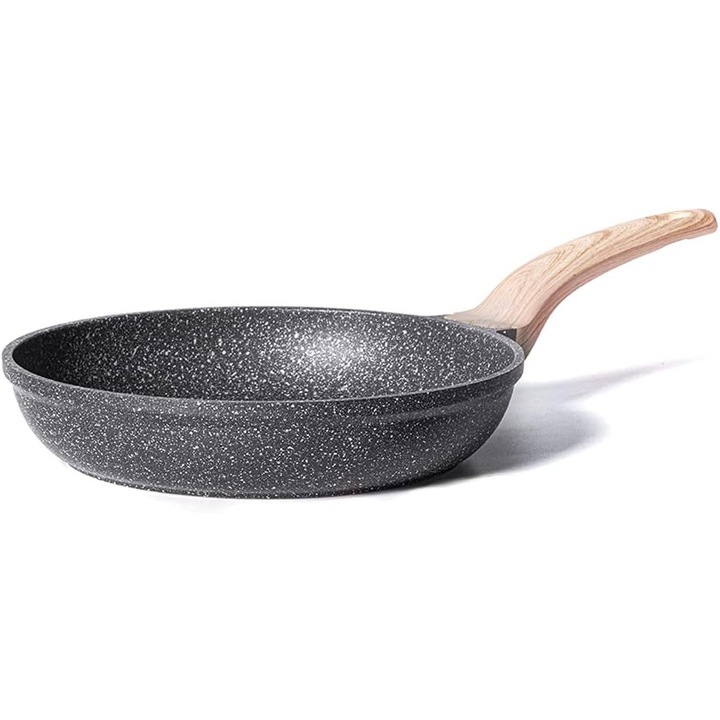 Gránit tapadásmentes serpenyő, fekete, 24cm, fa nyél