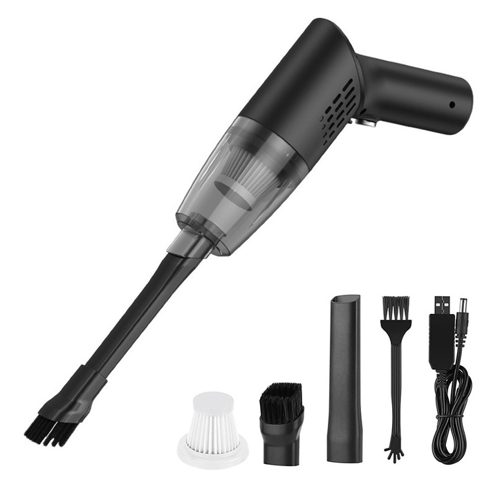 Aspirator portabil fara fir, 120W, 9000Pa, incarcare rapida, set cu accesorii