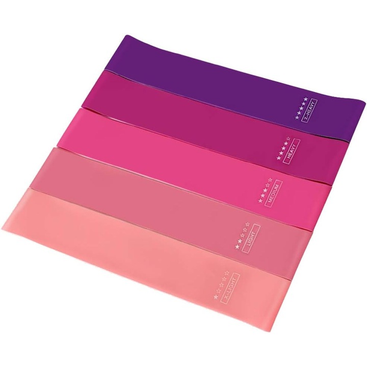 Ластични ленти за съпротивление от естествен латекс, Enforose, комплект от 5 броя, с чанта за носене, за силови тренировки, адаптивни към всички нива на фитнес