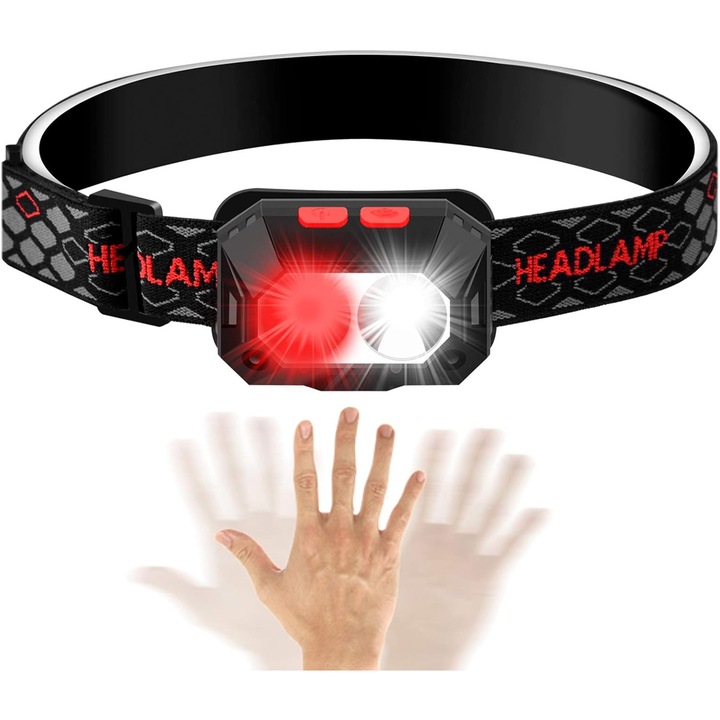 Lanterna cu curea ajustabila, Enforose, 1000 lumeni, impermeabila, cu senzor de miscare, acumulator 3000mAh