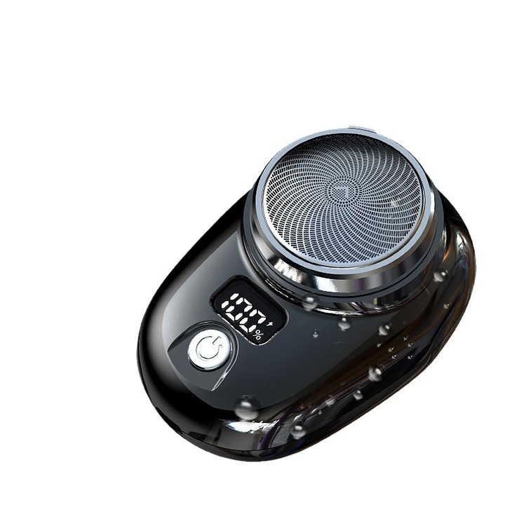 HSD-Tech 026 elektromos borotva, mini, digitális akkumulátor kijelzővel, Type-C gyors töltés, nedves és száraz használat, hordozható, 7.3×4.6×4.7 cm, ideális utazáshoz, autóba és irodába