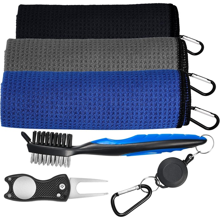 Prosoape de golf Enforose, design Waffle Weave, tri-fold, absorbante, dimensiune compacta