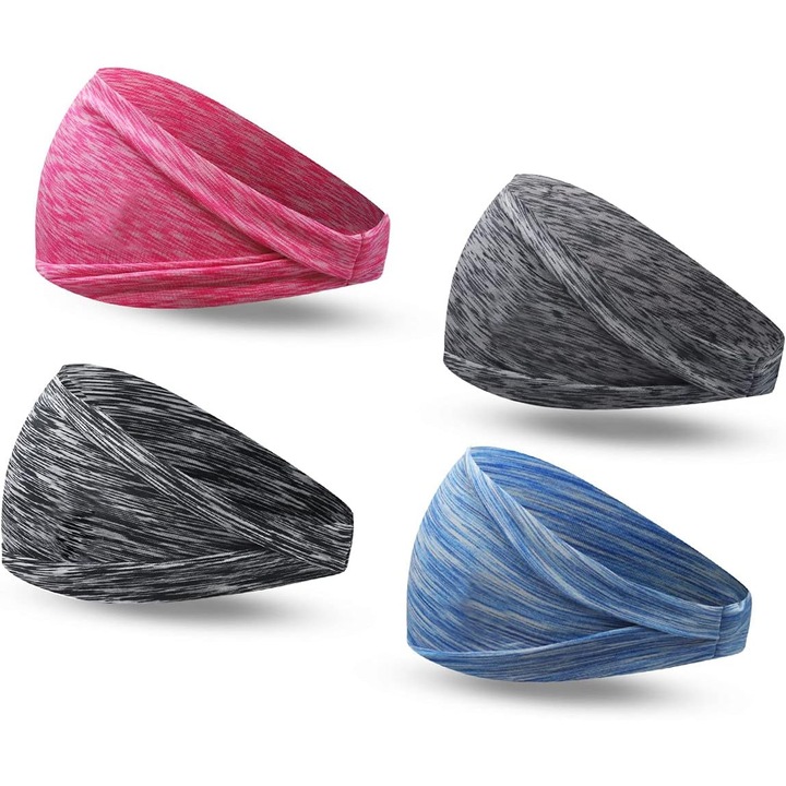 Benzi cap Spandex Enforose, set 4 bucati, respirabile, ajustabile, fara alunecare, multicolor