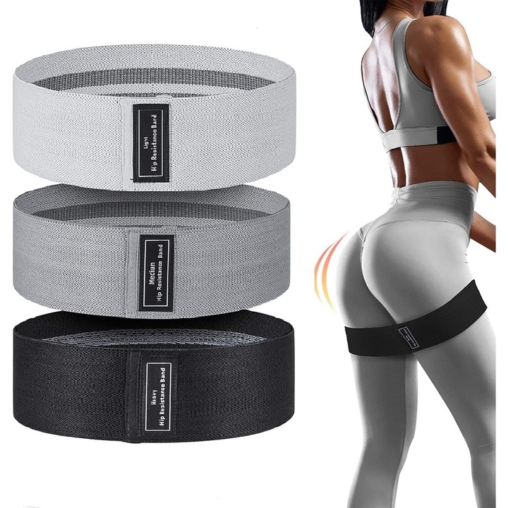 Benzi de rezistenta Enforose, 3 niveluri de rezistenta, design anti-alunecare, include rucsac, pentru fitness