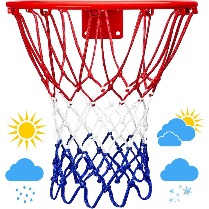 Tartós kosárlabda háló vastagított kivitelben, karcolásgátló technológia beltéri és kültéri használatra, könnyen telepíthető hivatalos méretű hálók, kiváló minőségű anyagok a professzionális minőségért a pályán