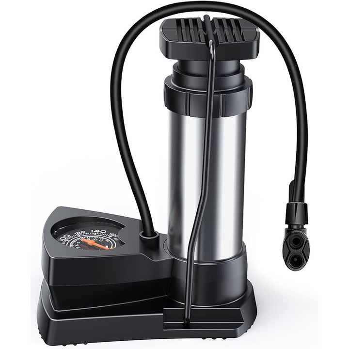 Pompa de umflat mini portabila, Enforose, design activat de picior, stabilitate ridicata, dimensiuni mici