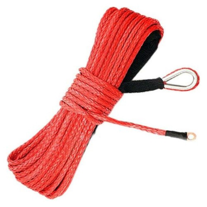 Funie de troliu sintetica eleganta, rosie, 3/16 x 50 ft, un companion poetic in salvarea de urgenta, manson de protectie gri, reparabil, nu rupe spiritul