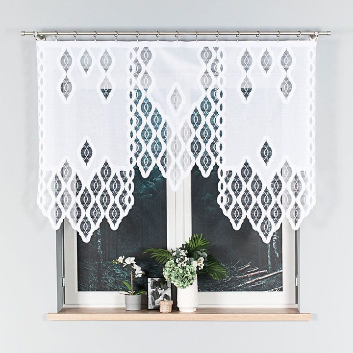 Едноцветна завеса, Маркизета, 160x120см, бяла, 100% полиестер