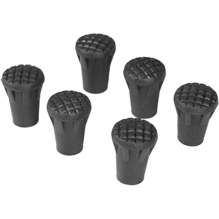 Set 6 capace cauciuc HERUSI pentru bete trekking, 1.1cm, negru